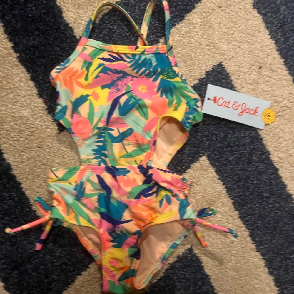 Cat & Jack Vibrant Pink and Yellow One Piece Swimsuit